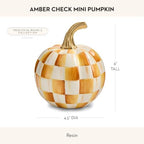 MACKENZIE-CHILDS Resin Pumpkin, Mini, Golden-Yellow-and-White Amber Check - Image 4