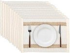 Niviy Boho Placemats Set of 12, 12x18 Inch Natural Cotton Burlap and Kitchen Woven Placemats with Tassels for Dining Table Centerpiece Thanksgiving Home Decorations by Niviy