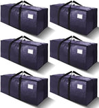 6 Pack Heavy Duty Extra Large Moving Bags W/Backpack Straps - Strong Handles & Zippers, Storage Totes For Space Saving, Fold Flat, Alternative to Box and Bin (40 gal, Blue) by VELVETSURE