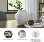 Signature Design by Ashley 12 Inch Rustic Ceramic Vase, Distressed White - Image 3