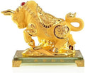 Feng Shui Chinese Zodiac OX Year Golden Resin Collectible Figurines Decoration for Luck & Wealth Perfect for Your Home or Office by BWINKA