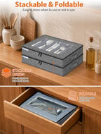 punemi Hard Shell Silverware Storage Box, Flatware Organizer, 2 Pack, Gray - Image 5