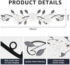 KHJCXS Metal Wall Art Modern Minimalist Metal Flowers Indoor Decor Horizontal Wall Art Iron Artwork,for Over Door,Bedroom,Living Room,Kitchen,Office Scroll Decor (White3) - Image 3