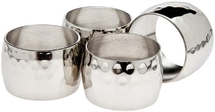 Godinger Hammered Round Napkin Rings, Set of 4 by Godinger