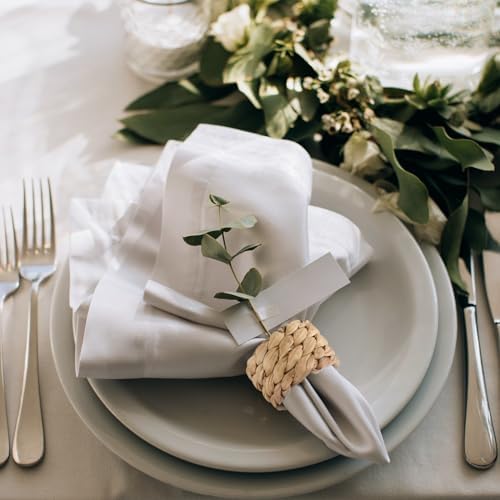 Hsei 48 Pcs Woven Napkin Rings Round Water Hyacinth Rattan Napkin Ring Bulk - Image 4