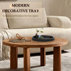 Oval Tray for Coffee Table Decor, 13" Concrete Coffee Table Tray, Black - Image 2