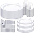 WELLIFE Silver Plates, Plastic Dinnerware Set for 25 Guests, 150 PCS by WELLIFE