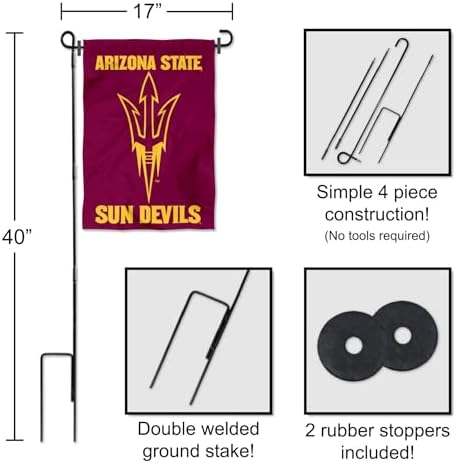 Arizona State Sun Devils Black Garden Flag with Pole Stand Holder - Image 3