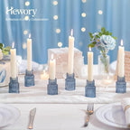 Hewory Glass Candlestick Holders Bulk, 20 PCS Blue Taper Candle Holders - Image 3