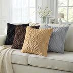 decorUhome Faux Fur Plush Soft Grey Throw Pillow Covers 26x26 Set of 2 - Image 5