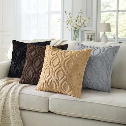decorUhome Faux Fur Soft Dark Brown Throw Pillow Covers 26x26 Set of 2 - Image 5