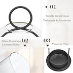 Hurricane Glass Candle Holders for Pillar Candles Set of 2 (5" & 4" Wide), Black Metal Candlestick Holders, Modern Decorative Centerpiece Lanterns for Table Mantel Wedding Housewarming Gift - Image 4