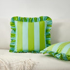 MONDAY MOOSE Decorative Throw Pillow Covers, Set of 2 Water-Resistant Striped Design with Ruffle Edge for Outdoor/Indoor Use, Pillow Inserts Not Included (22x22 inch, Light Green/Light Blue) - Image 6