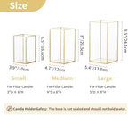Nuptio Glass Hurricane Candle Holder Set of 6 Gold Pillar Candle Holders Large Rectangular Candleholder Table Centerpieces Decoration for Wedding Party Thanksgiving Ornaments 9.5 & 8.1 & 6.5 inch - Image 3
