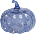 Indigo Blue Crackle Glass Pumpkin Light with 2 Lighting Modes and 6-Hour Timer, 5.5 x 6 Inch Battery Operated Fall Decor for Halloween, Thanksgiving and Christmas by HvFun