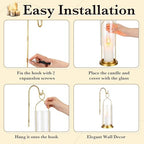 Set of 2 Gold Wall Candle Sconces Decor Wall Candle Holder for Pillar Candles - Modern Metal Hurricane Lantern Decoration for Indoor Porch Fireplace Bathroom Living Room - Image 3