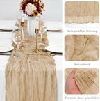 20 Pack Beige Table Runner 10Ft Cheesecloth Table Runner Boho Gauze Cheese Cloth Table Runners Romantic Long Sheer Fabric Table Runners for Wedding Party Bridal Shower - Image 5