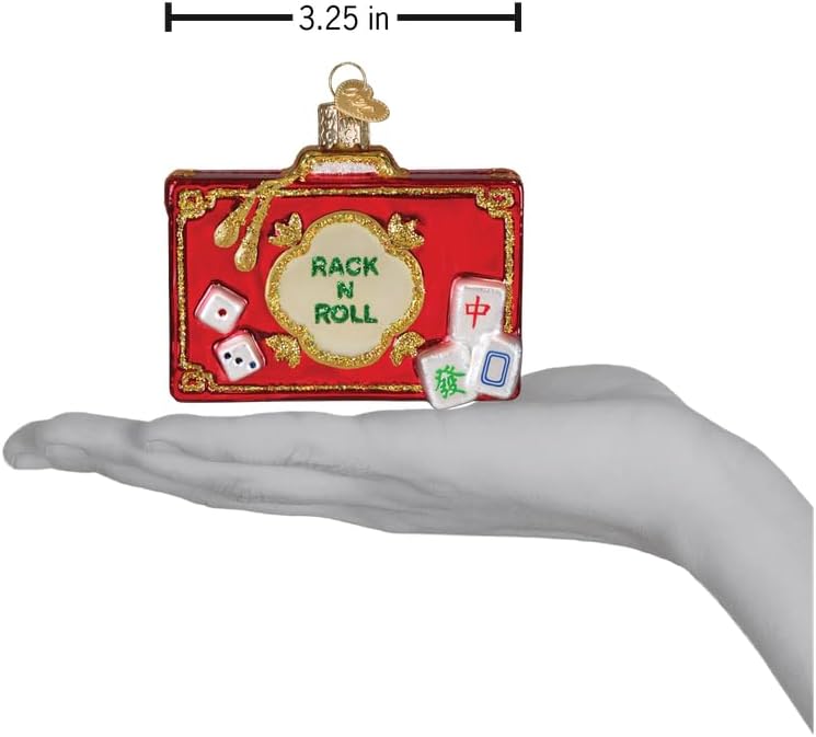 Old World Christmas Rack N Roll Mahjong Glass Blown Ornament for Christmas Tree, Handcrafted Holiday Decoration, Hasbro Games Collection - Image 4