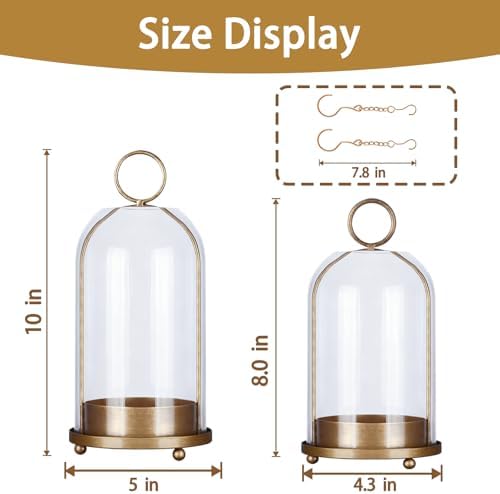 Metal Candle Holder Handmade Glass,Brass Dome Hurricane Glass Candle Holder - Image 5