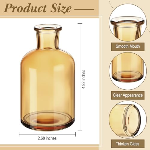 Lallisa 30 Pcs 4 Inches Small Glass Bud Vases Bulk Mini, Amber - Image 2