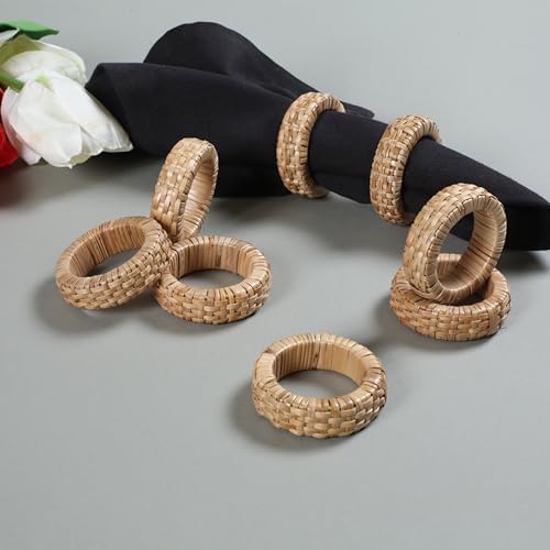 Goroly Home Rattan Napkin Rings Set of 24 for Wedding Party Decoration, Napkin Holder for Table Decoration, Christmas Table Decorations, Thanksgiving Home Decor (Brown) - Image 4