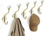 TUNNY Coat Hooks - 5 Pack Polished Gold Towel Hooks Robe Hooks Decorative Wall Hooks for Bathroom Bedroom Kitchen Towel Robe Clothes Cabinet Closet Bathroom Hardware by TUNNY