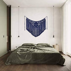 Youngeast Home Decor Leaf Shape Macrame Wall Hanging Woven Tapestry Bedroom Curtain Fringe Garland Banner Living Room Wall Decor Navy 39X31 inches - Image 3