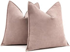MIULEE Pack of 2 Blush Pink Euro Shams Chenille Pillow Covers 24x24 Inch by MIULEE