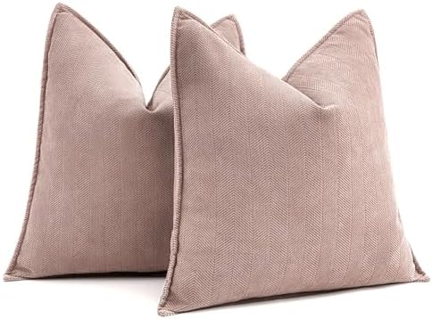 MIULEE Pack of 2 Blush Pink Euro Shams Chenille Pillow Covers 26x26 Inch by MIULEE