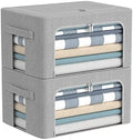 CYhom Clothes Storage Bins Box - Foldable Stackable Container Organizer Set with Clear Window & Carry Handles & Metal Frame - 2Pack Large Capacity for Bedding, Blankets, Books by CYhom