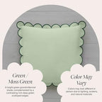 BEBE BASK Scalloped Pillow Cover Set of 2, 18x18, Cotton - Moss Green - Image 5