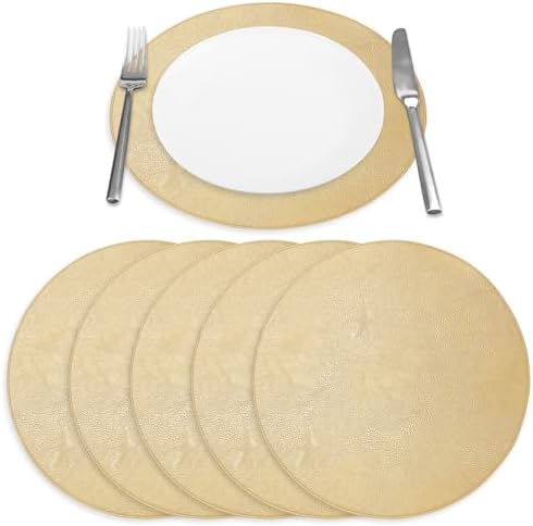 Placemats Set of 6 – Round 15” Faux Leather Table Mats for Dining, Heat Resistant & Non-Slip Washable Table Decor, Indoor, Outdoor, Dining Table Set for 6, Modern Kitchen & Holiday Use, Gold - Image 6