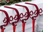 4 Pcs Burgundy Red Bow Stocking Hangers for Mantle by Otoolling