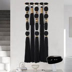 Macrame Wall Hanging Black Spherical Tassel Geometric Wall Art 15.7"W*39"L - Image 2