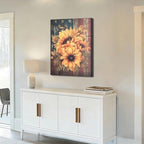 ZERILYN Ship Next Day – American Flag Sunflower Canvas Print, Rustic Patriotic Wall Hanging, Independence Day Home Decor, Country Farmhouse Wall Art - Image 3