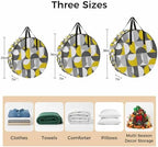 Vintage Mid-Century Round Storage Bag 30 Inch, Modern Abstract Geometric Yellow Gray Clothes Storage Container with Handles Heavy Duty Organizer for Comforter, Bedding & Holiday Wreaths - Image 7