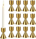 ASelected 12 PCS Gold Taper Candle Holder, 4x4x7cm Gold Candlestick Holders, Iron Small Golden Candle Holders for Table Decor, Wedding Reception, Festive Christmas Mantel Decoration by GiveYouTheBestChoice
