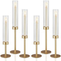 Gold Candlestick Holders Set of 6 Gold Taper Candle Holders for Candlesticks Hurricane Glass Candle Holder Bulk Tall Candle Stick Holder Decor for Fireplace Mantel Thanksgiving Christmas Wedding Table by Unknown