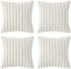 MIULEE Faux Fur Plush Decorative Throw Pillow Covers 20x20, Pure White - Image 7