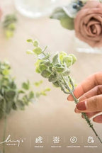 Ling's moment Artificial Plants Eucalyptus Leaves Branches,18Pcs 8" Tall Fake Greenery Filler Decor w/Stems, Realistic Texture Flocked Plants for Wedding Bouquets/Table Centerpieces, Room/Office - Image 6