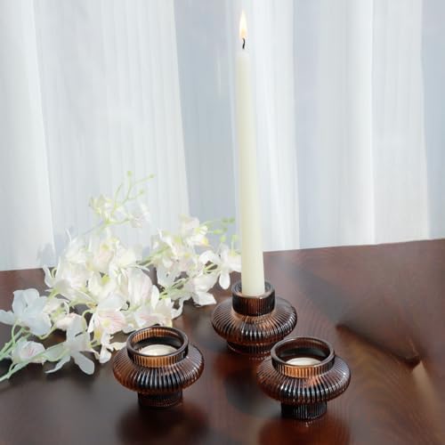 VOHO 18pcs Amber Taper Candle Holders for Table Centerpiece Wedding Party - Image 3