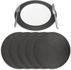 Placemats Set of 6 – Round 15” Faux Leather Table Mats for Dining, Heat Resistant & Non-Slip Washable Table Decor, Indoor, Outdoor, Dining Table Set for 6, Modern Kitchen & Holiday Use,Black - Image 6