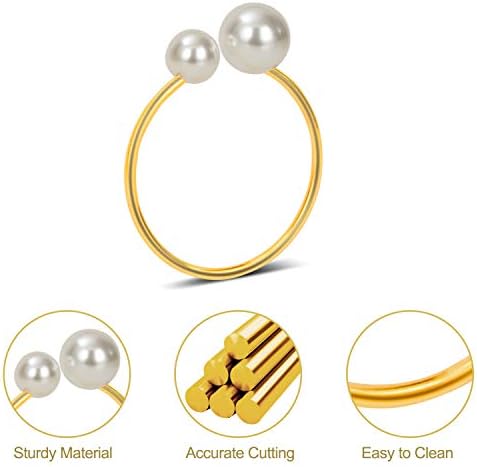 KPOSIYA Pearl Napkin Rings Set of 100 Gold Napkin Holder for Table Decor - Image 5