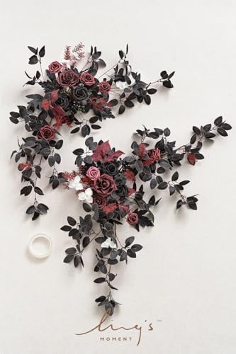 Ling's moment 2 Pack Black Floral Garland Wedding Arch Flowers - Image 5