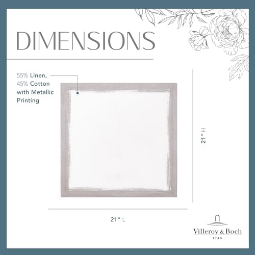 Villeroy & Boch Linen Metallic Brushstroke Napkins, 21 Inches x 21 Inches, Set of 4, White and Silver - Image 5