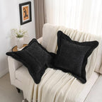 FUTEI Pack of 2 Chenille Throw Pillow Covers 18x18 Inch, Black - Image 5