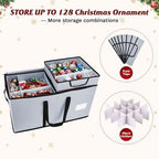 Christmas Ornament Storage Box, Ornament Storage Organizer Fits 128 of 3 inch Ornament Balls, 8 Removable Tray Ornaments Storage Containers with Dividers to Store Xmas Holiday Decor(Grey) - Image 4