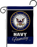 Navy Flag Proudly Family Armed Forces USN Seabee Military Memorabilia Official Breeze Decor House Home Decorations Garden Remembrance Memorial Banner Small Grave Decorations For Cemetery Room Poster Retire Veteran Gifts Made In USA by Breeze+Decor
