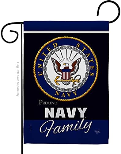 Navy Flag Proudly Family Armed Forces USN Seabee Military Memorabilia Official Breeze Decor House Home Decorations Garden Remembrance Memorial Banner Small Grave Decorations For Cemetery Room Poster Retire Veteran Gifts Made In USA by Breeze+Decor