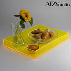 ATZYmolin 16"x12" Large Acrylic Serving Tray, Vanity Platter, Neon Yellow - Image 7